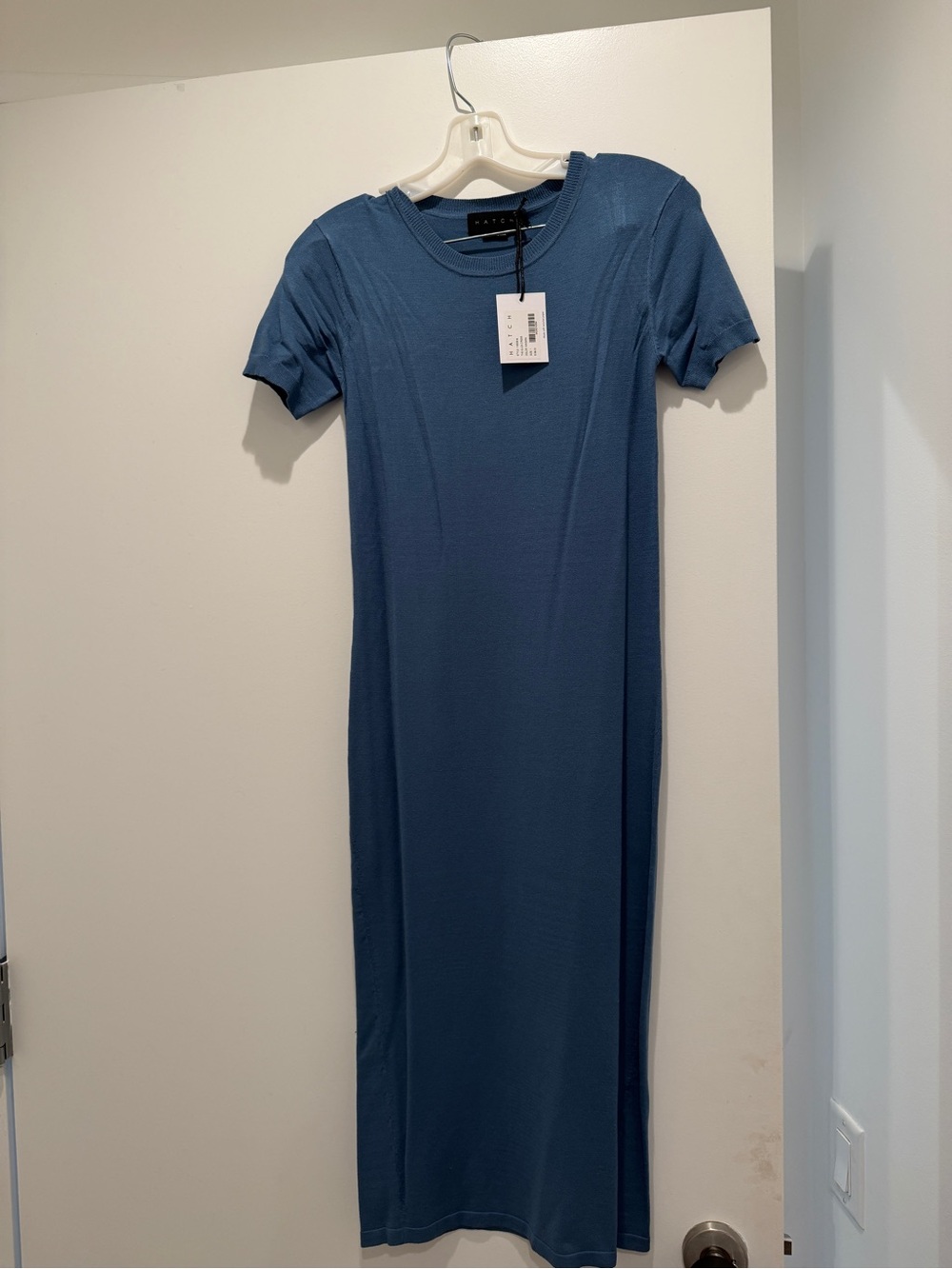 Hatch Eliza Midi Maternity Dress in Niagara Dusty Blue size 1